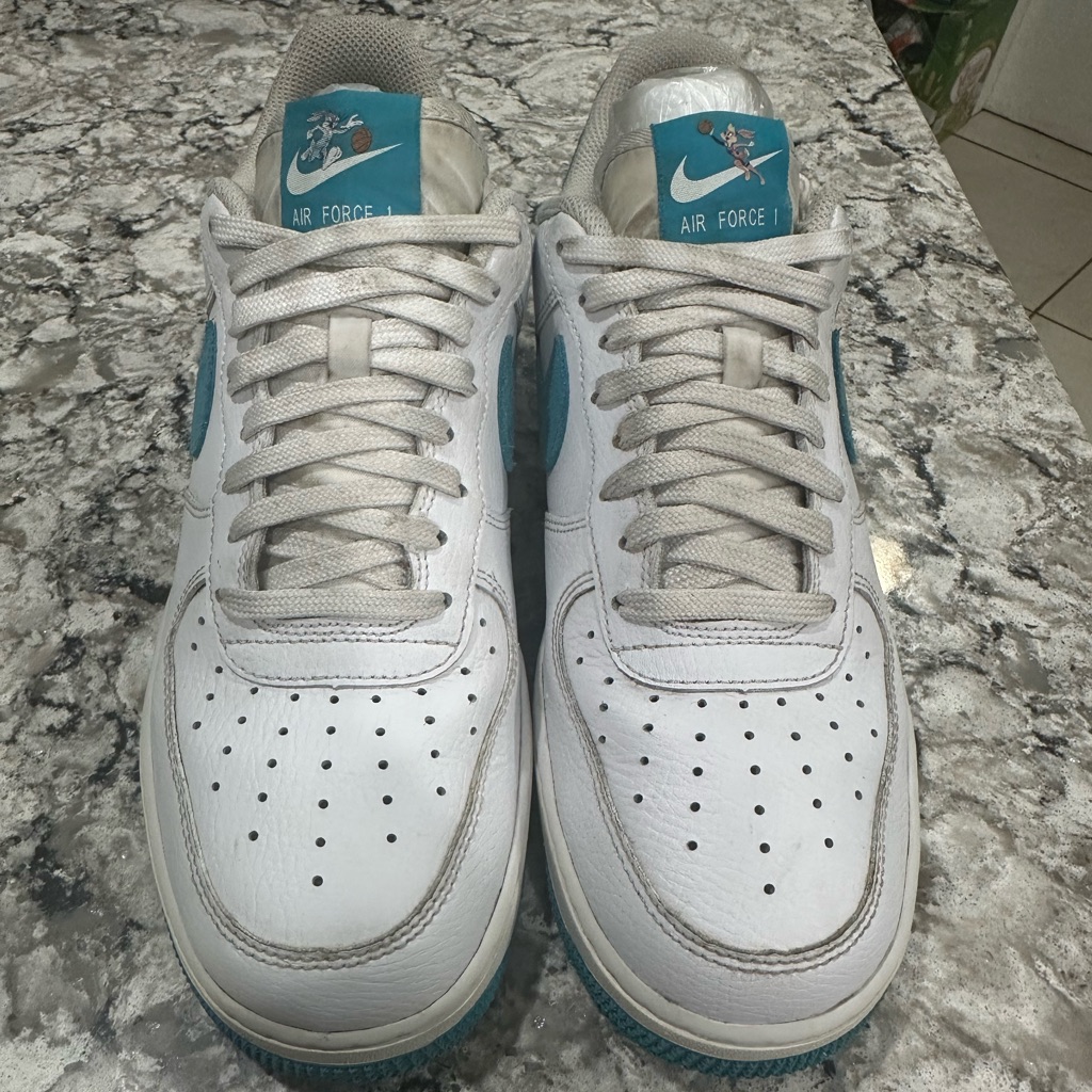 Nike Air Force 1 White And Teal Sneakers